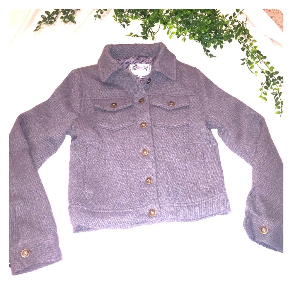 Girls Dollhouse Gray Lined Button Up Jacket